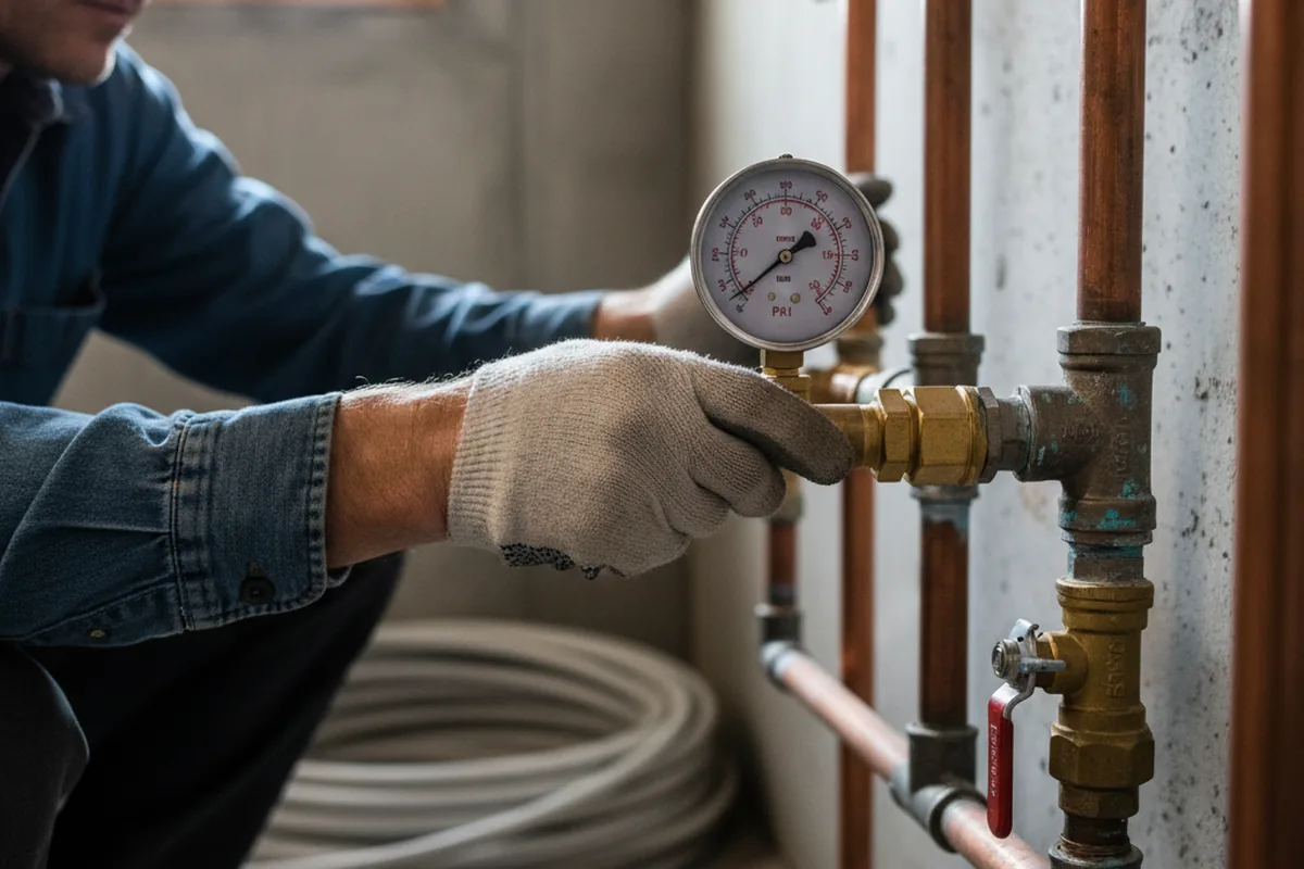 Pressure testing a repaired line during Water Line Repair in Loyall